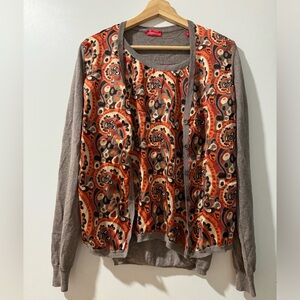 Altea silk & wool two piece sweater and top , made in Italy, size XL